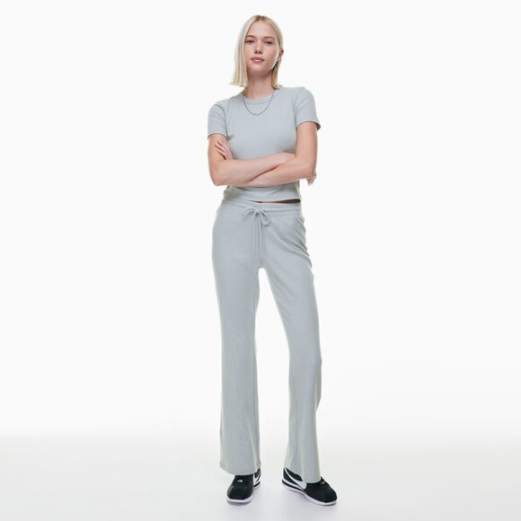 Aritzia Sunday Best Baby Waffle Knit Pants Kick Flare Gray size 2XS - Picture 2 of 8